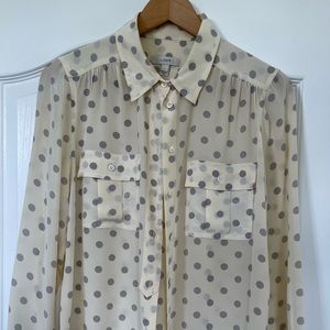 J. Crew silk button up with pockets blouse size 6